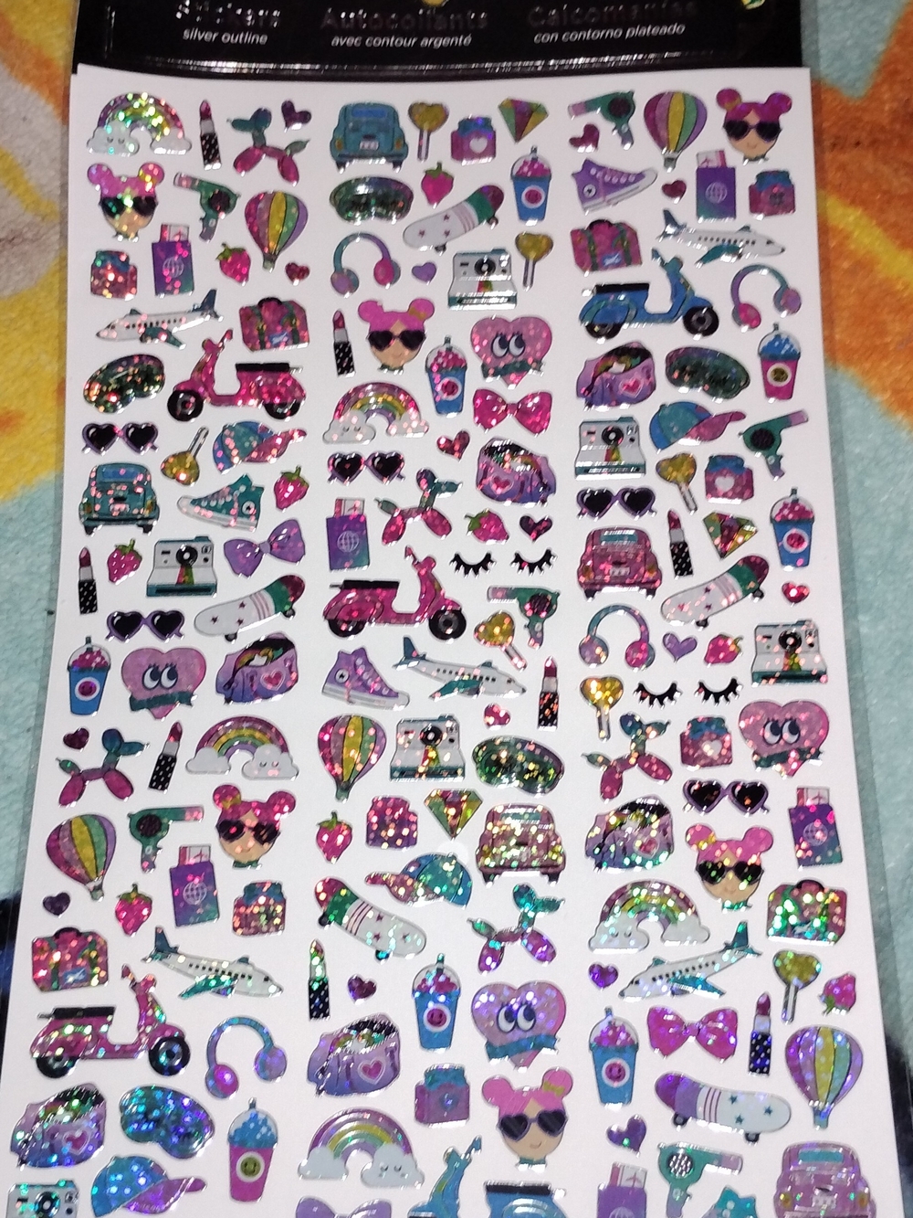Kids Holographic Sticker Sheet - Purple, Pink & Blue Sparkle 4 for $10